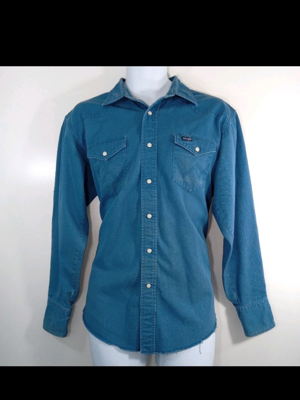 Vintage Wrangler Denim Pearl Snap Western Cowboy Shirt Made In USA XL